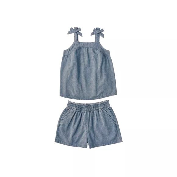 Members Mark Girls Easy Pull On Tank and Short Set Chambray Size 14/16 - Picture 1 of 3